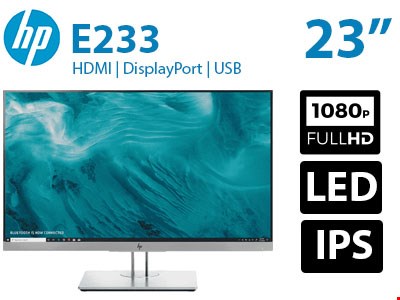 مانیتور HP E233 سایز 23 اینچ استوک فریم لس FHD W-LED IPS